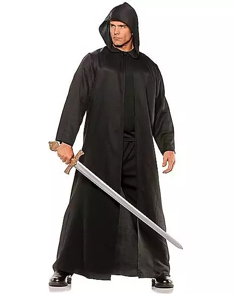 Adult Black Hooded Cloak 1 Adult Black Hooded Cloak