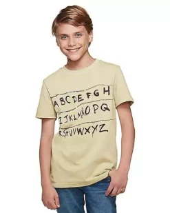 Kids Stranger Things Alphabet Wall T Shirt - Stranger Things