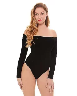 Off The Shoulder Black Bodysuit -So Much Fun Its Scary Shop 01392307 a