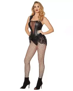 Adult Black Faux Leather And Lace Bodysuit -So Much Fun Its Scary Shop 01481183 c