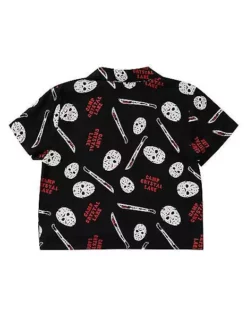 Adult Tie Front Jason Voorhees Shirt - Friday The 13th -So Much Fun Its Scary Shop 01541556 c
