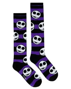 Jack Skellington Striped Knee High Socks - The Nightmare Before Christ