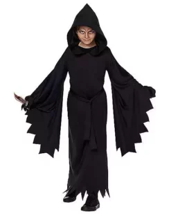 Kids Hooded Black Robe Costume